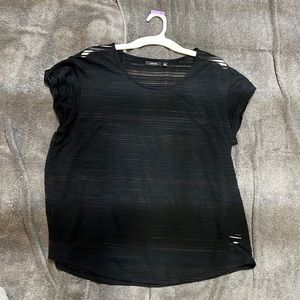Sheer black striped cap sleeve top